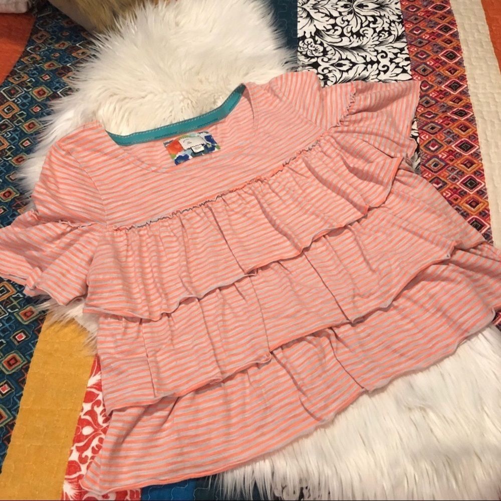 Anthropologie Postmark Ruffle Striped Top